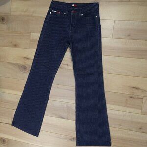 Rare Vintage Y2K 90s Pinstripe Tommy Jeans Euro Flare Size 28 - Made in Canada